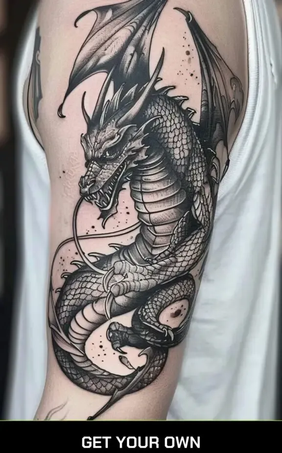 dragon blackwork tattoo