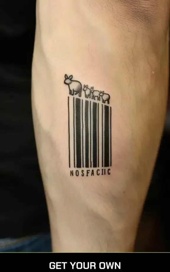 barcode and doddle drawing tattoo 