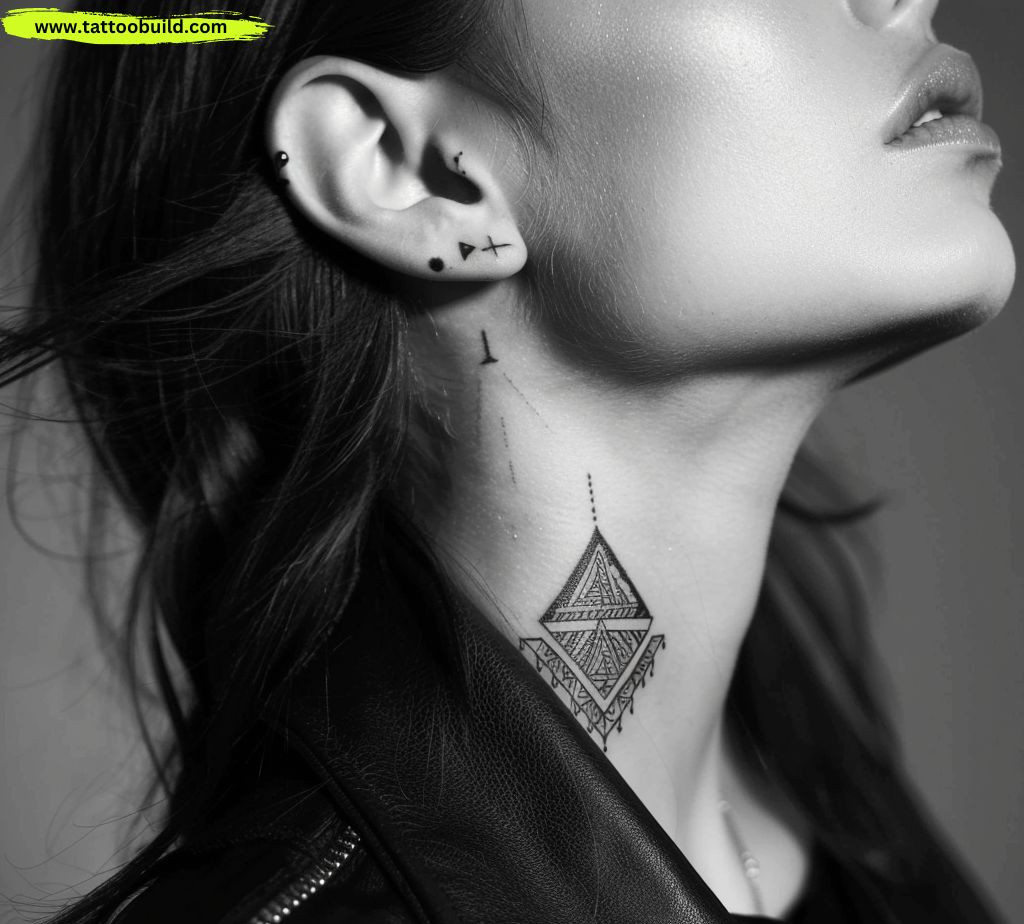 geometric neck tattoo