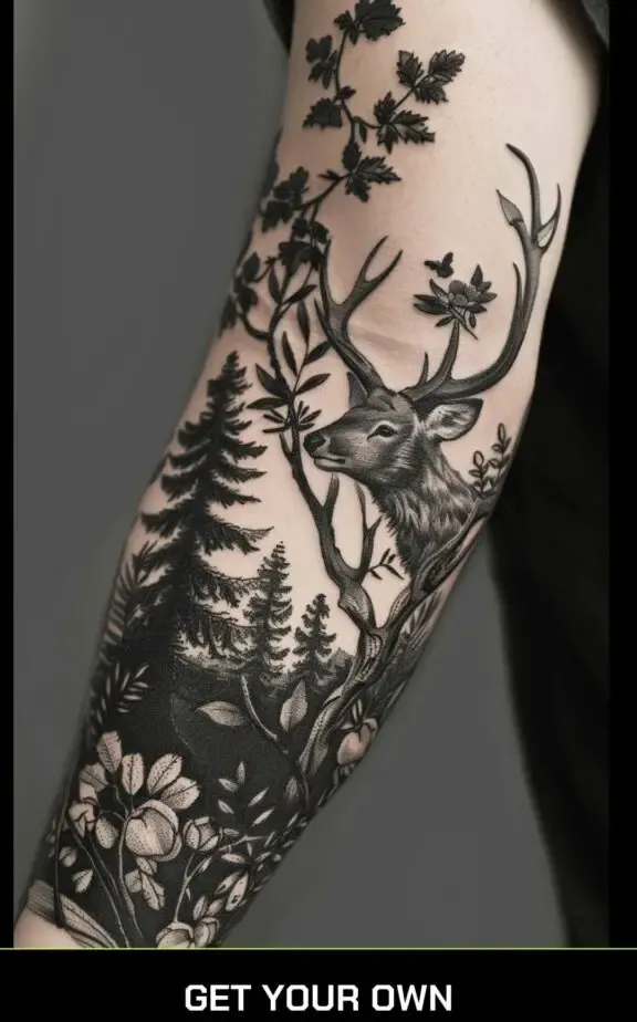 Wildlife and nature sleeve tattoo idea for men