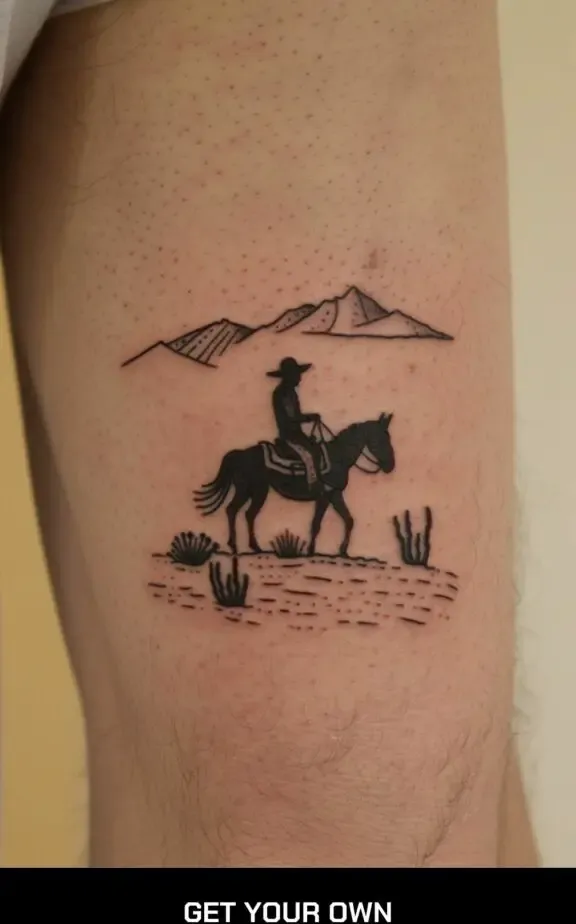 cowboy cactus and desert scene
