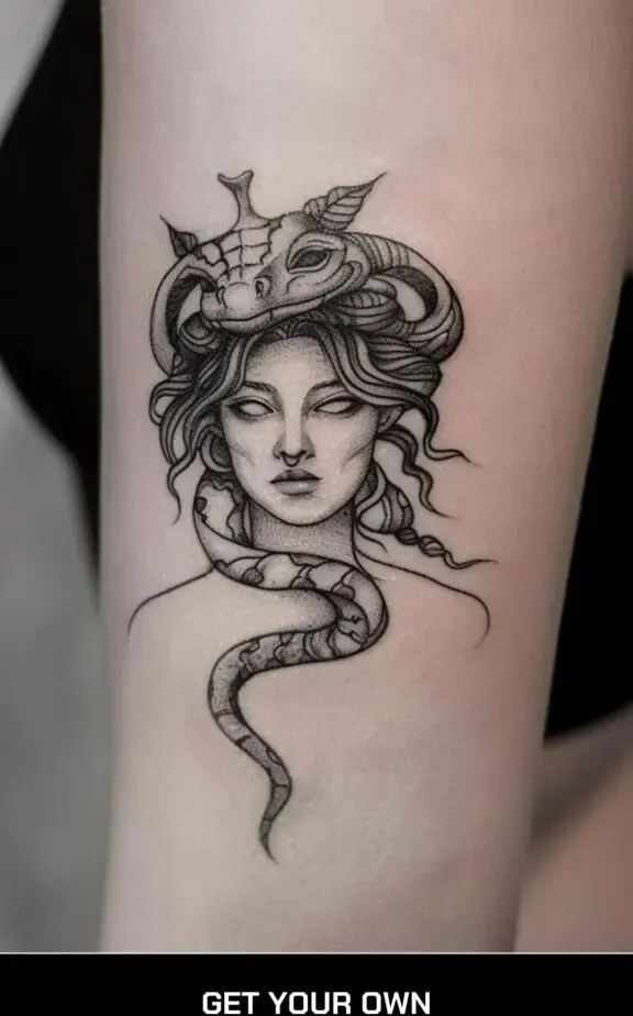 fine line medusa tattoo