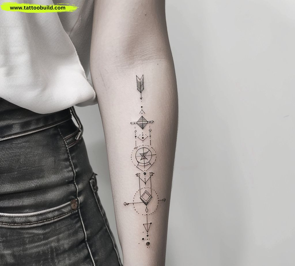 geometric minimalist arrow tattoo