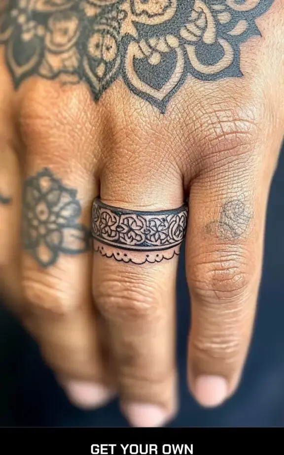 mandala wedding ring tattoo