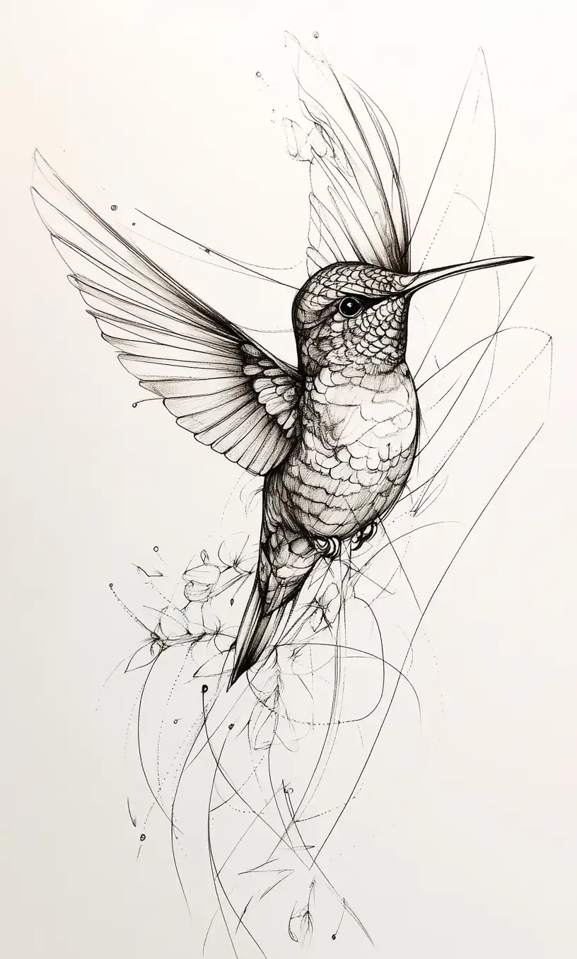 Hummingbird Tattoo Drawing-14