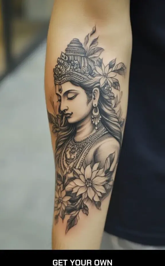 shiva and flower tattoo