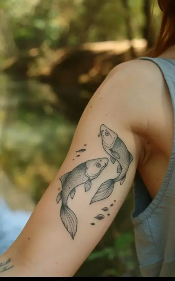 fish bicep tattoo for female 