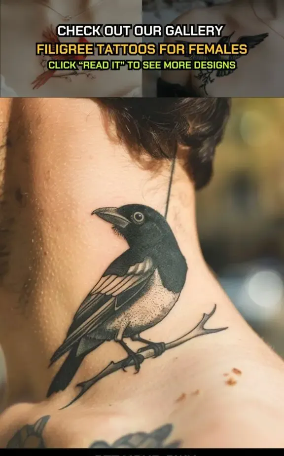 bird tattoo on neck female