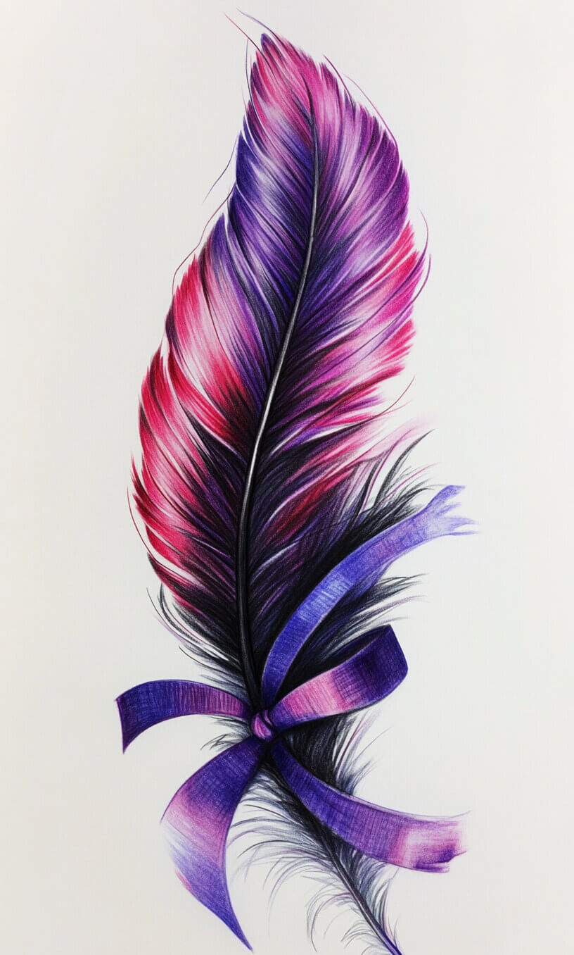 cancer ribbon feather tattoo drawing-30