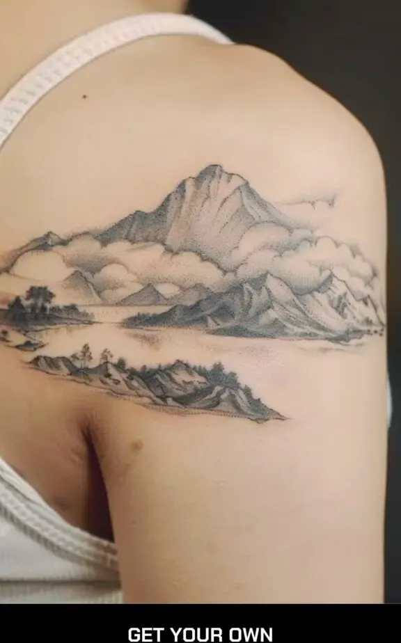 cloud and mountain tattoo
