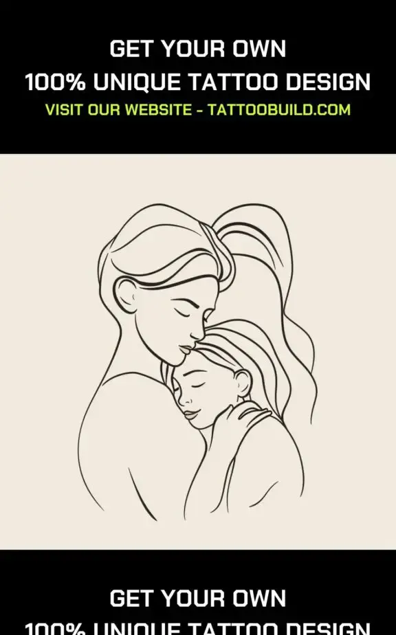 line drawing tattoo idea for mother and daughter