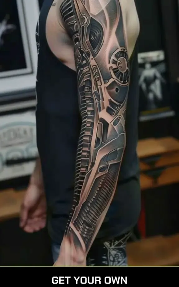 Biomechanical  sleeve tattoo ideas for male
