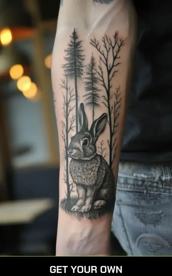 bunny and forest tattoo idea