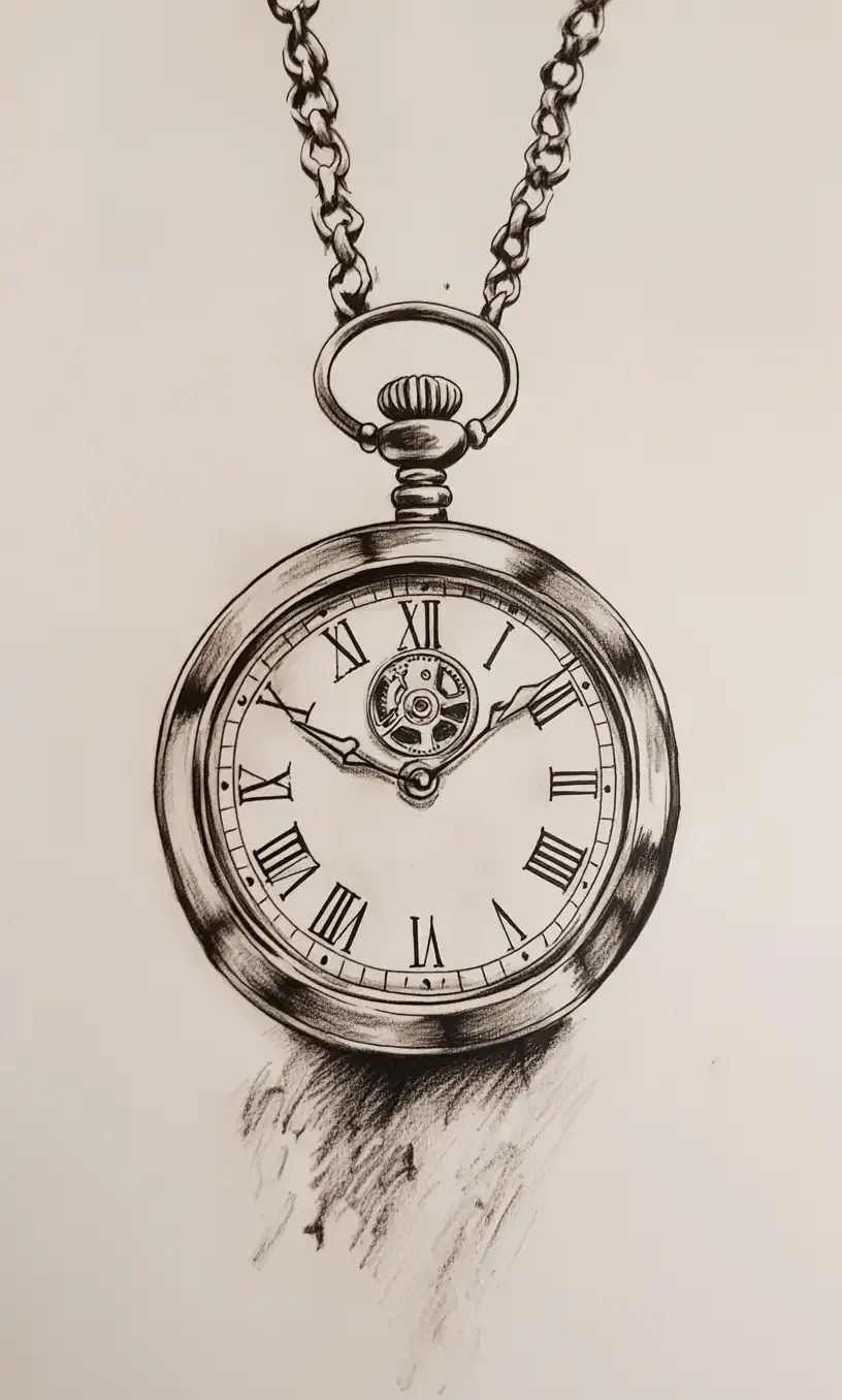Pocket Watch Tattoo Drawing-7