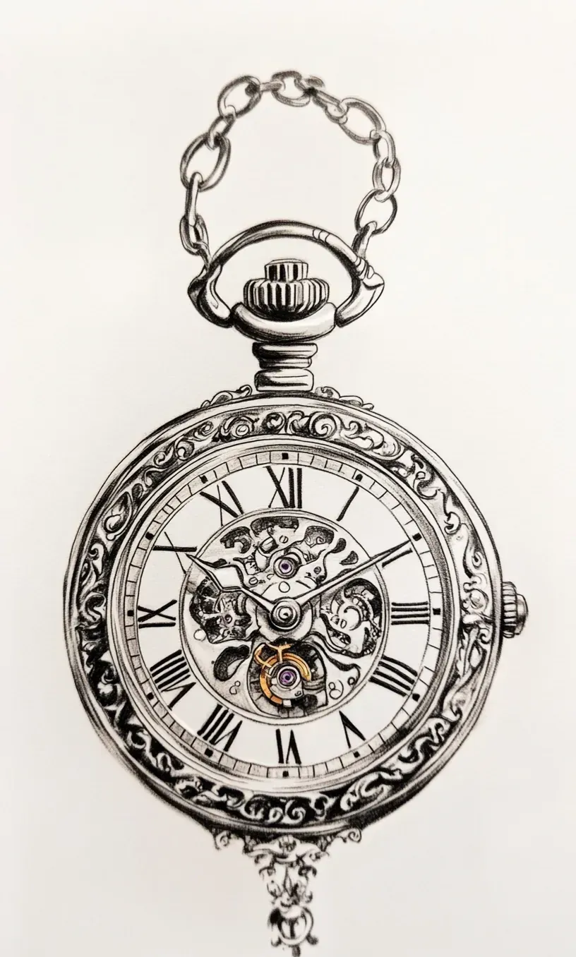 Pocket Watch Tattoo Drawing-21