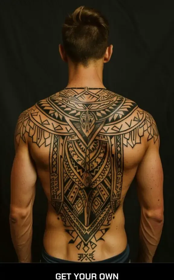 tribal back tattoo