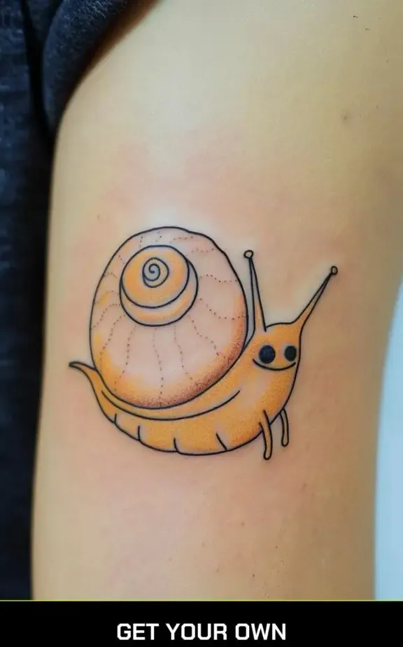 a tattoo of the snail from adventure time
