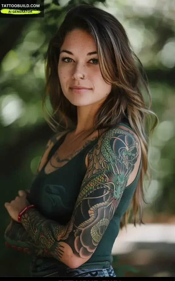 Full sleeve dragon tattoo ideas for woemn