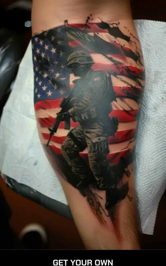 American flag and eagle tattoo