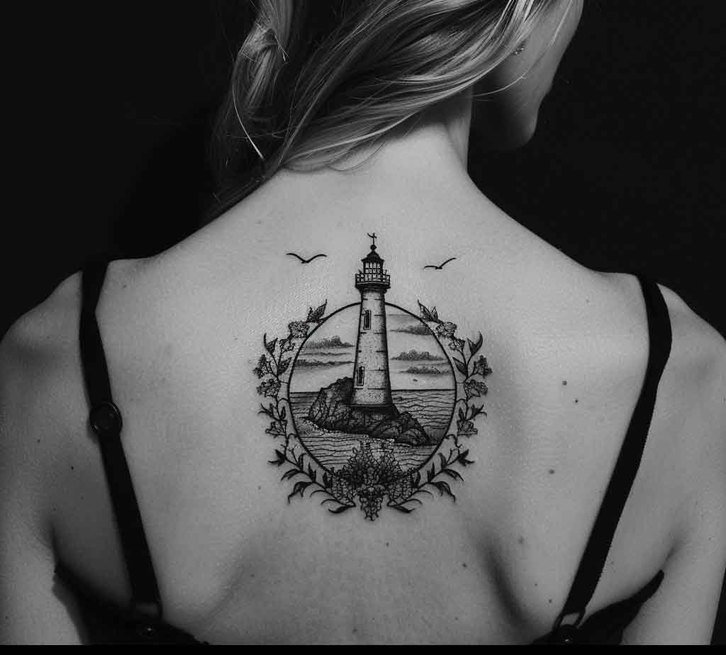 Back Tattoo Ladies Lighthouse