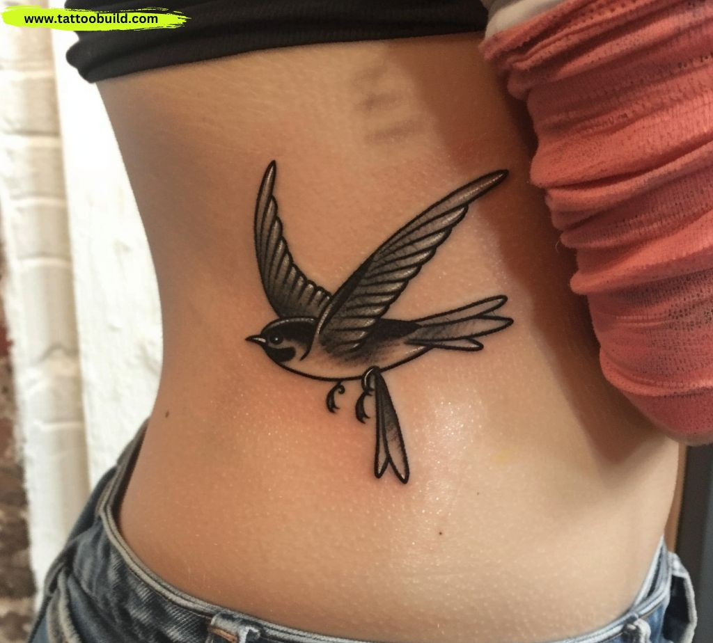 traditional swallow tattoo black and gray