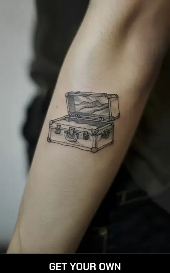 briefcase travel tattoo idea