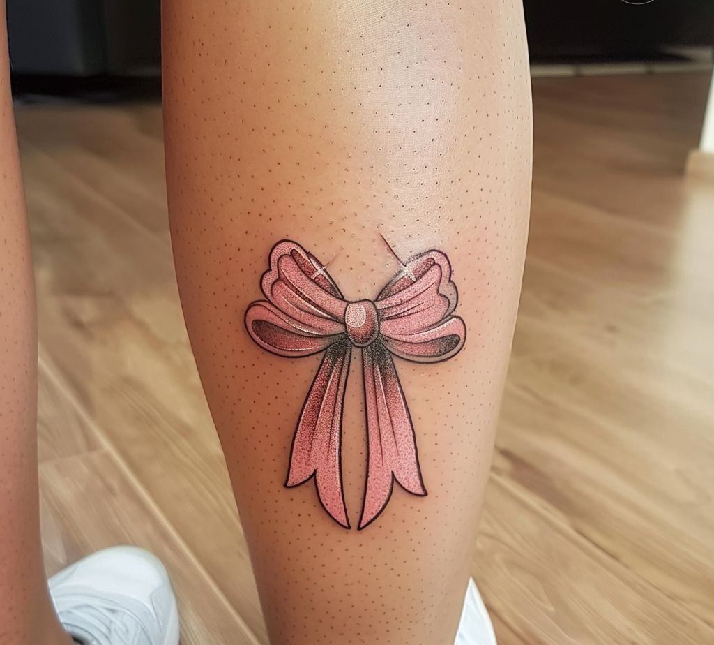 cute pink bow tattoo