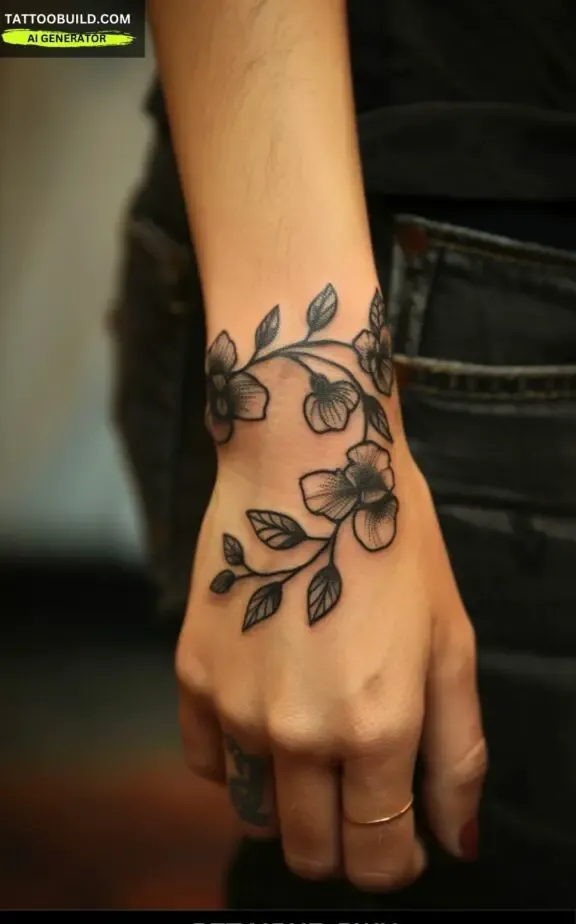 flower feminine bracelet tattoo