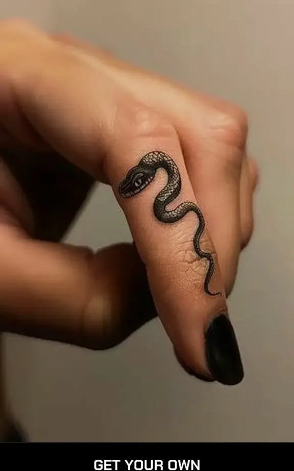 tiny snake finger tattoo