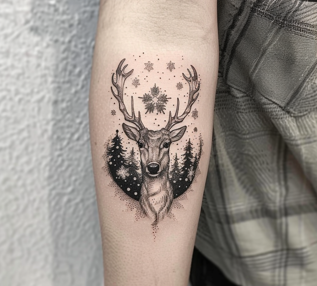 christmas theme tattoo black and white