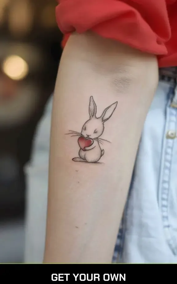 bunny and heart tattoo idea