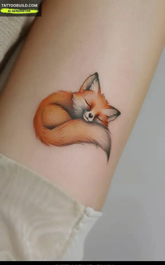 cute little sleeping fox tattoos
