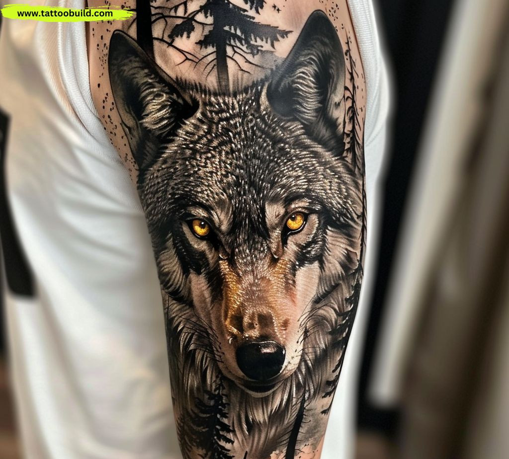 realistic wolf tattoo design