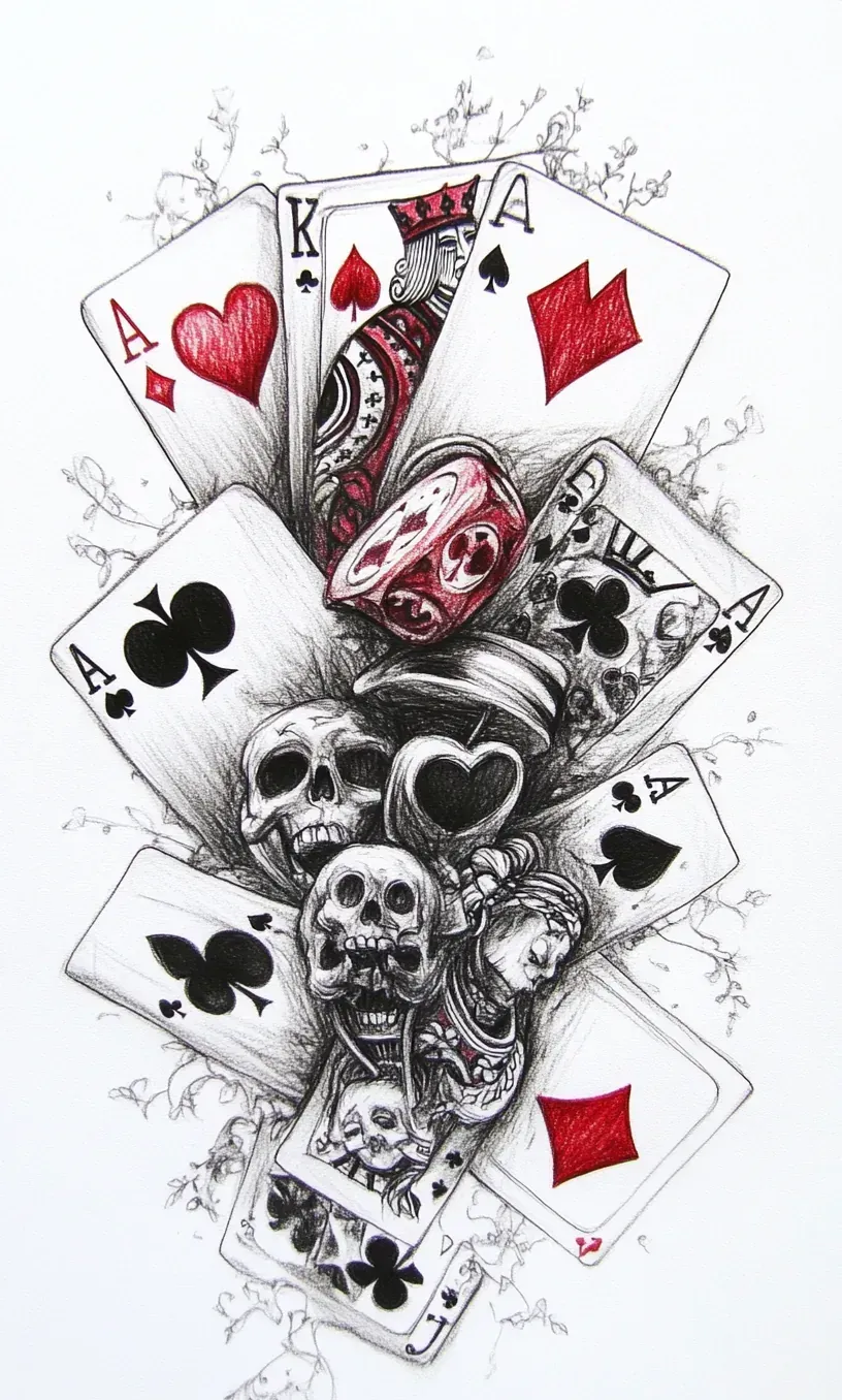 Playing Cards Tattoo Drawing-20