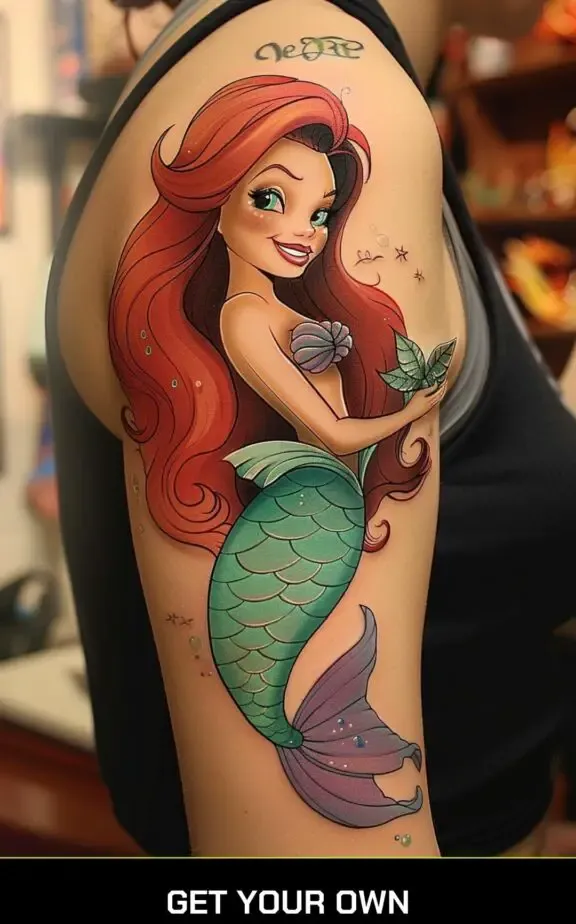 cartoonish mermaid tattoo idea