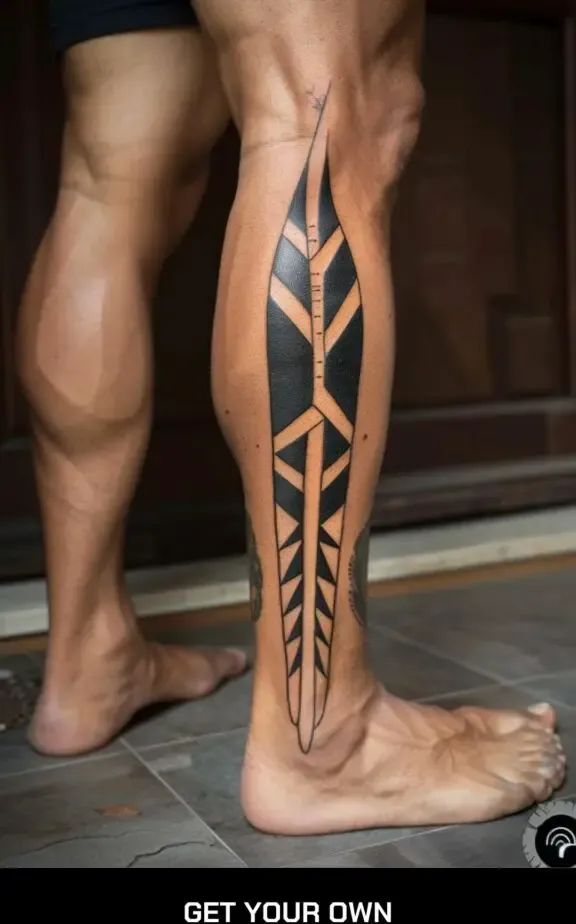 tribal leg tattoo