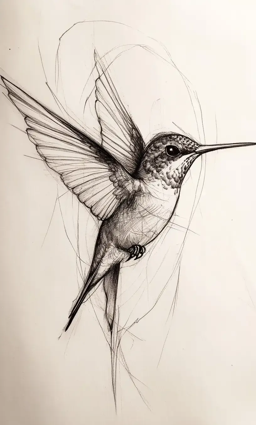 Hummingbird Tattoo Drawing-21