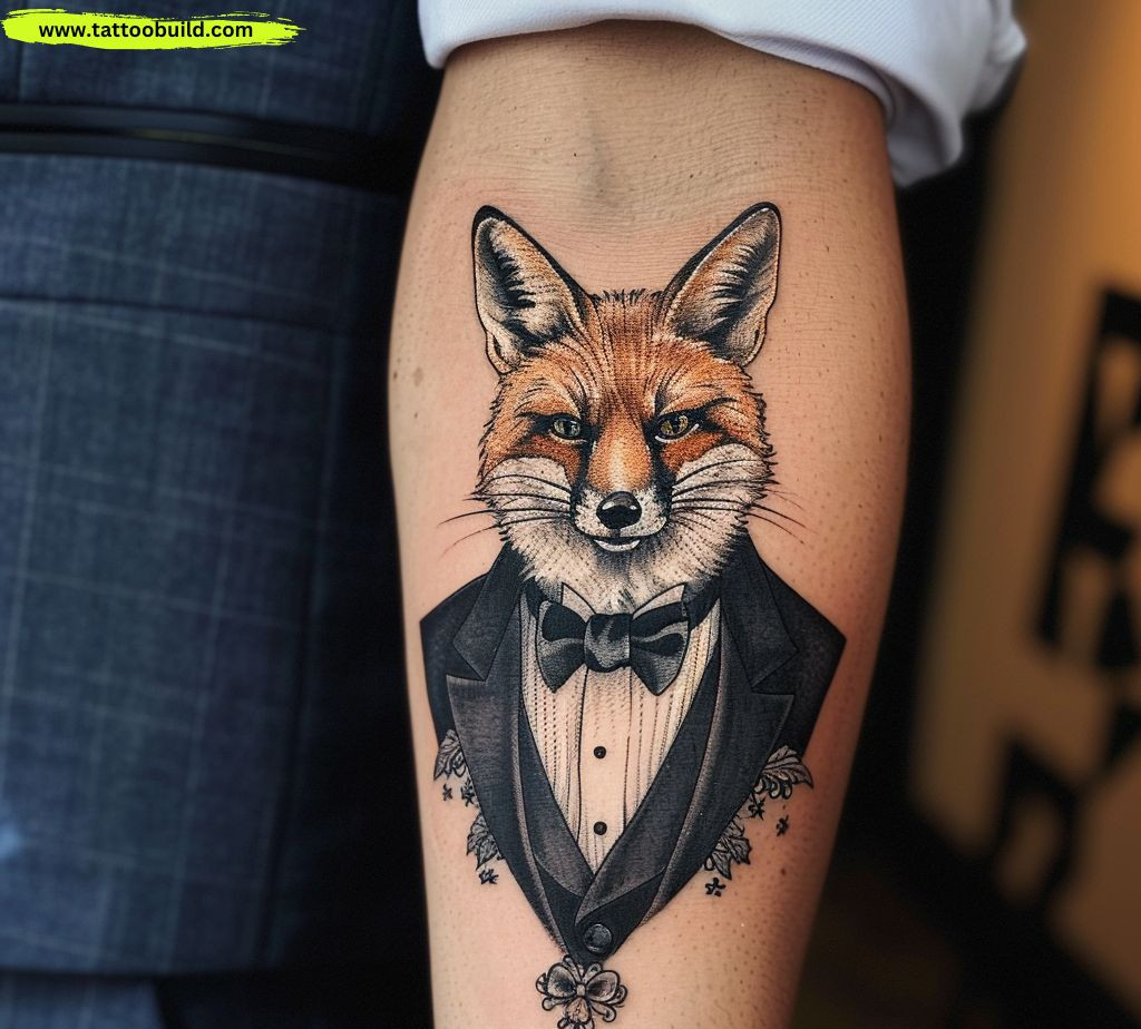 fox on tuxedo tattoo