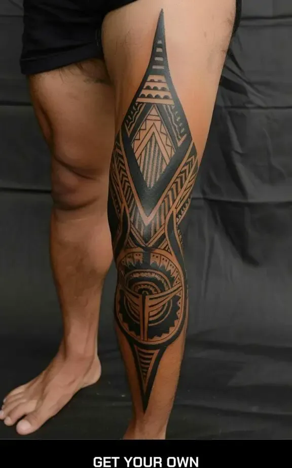 tribal leg tattoo