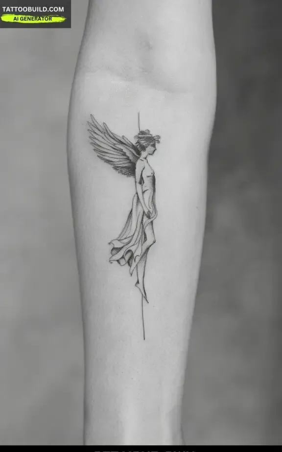 minimalist angel tattoo