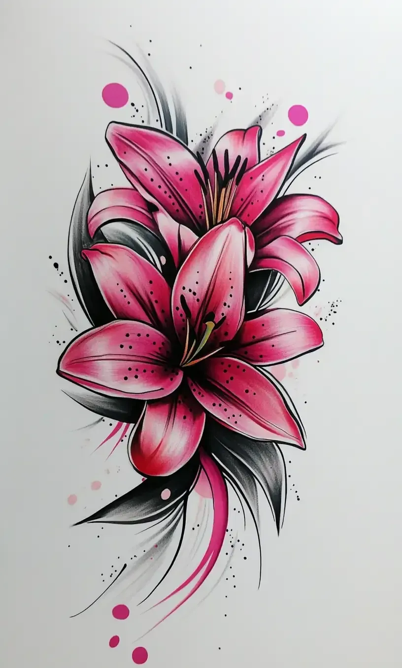 Lily Flower Tattoo Drawing-4