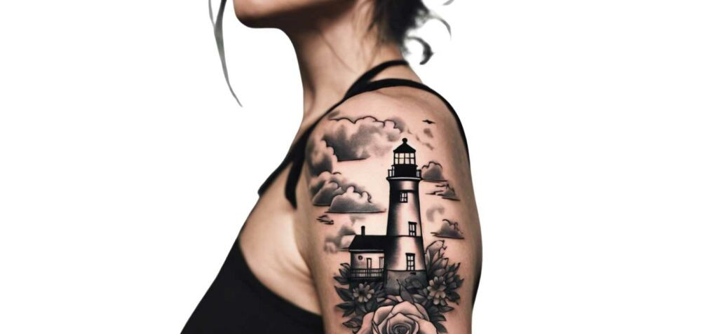 Women's Lighthouse Tattoo Shoulder