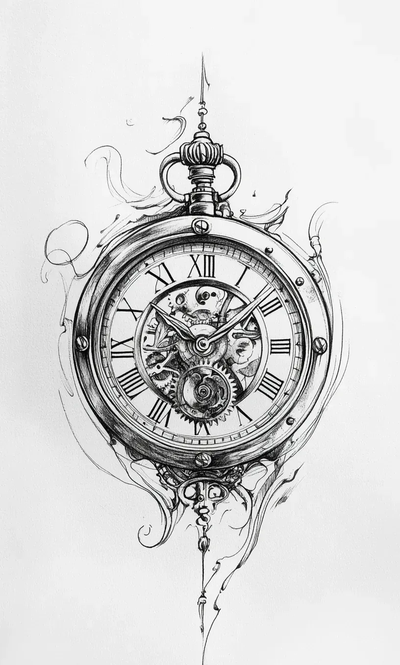 Clock Tattoo Drawings-9