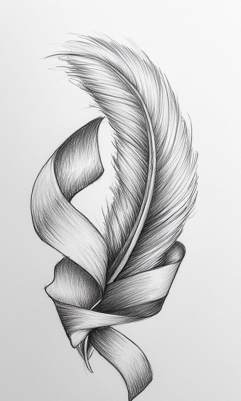 cancer ribbon feather tattoo drawing-40