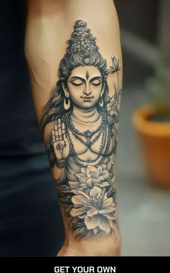 shiva and flower tattoo