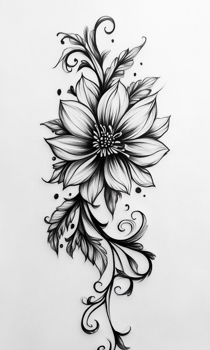 Flower Tattoo Drawings-22