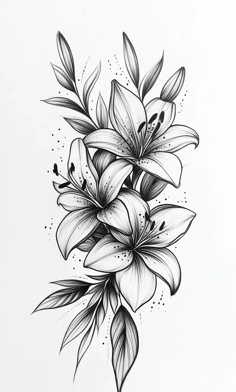 Lily Flower Tattoo Drawing-21