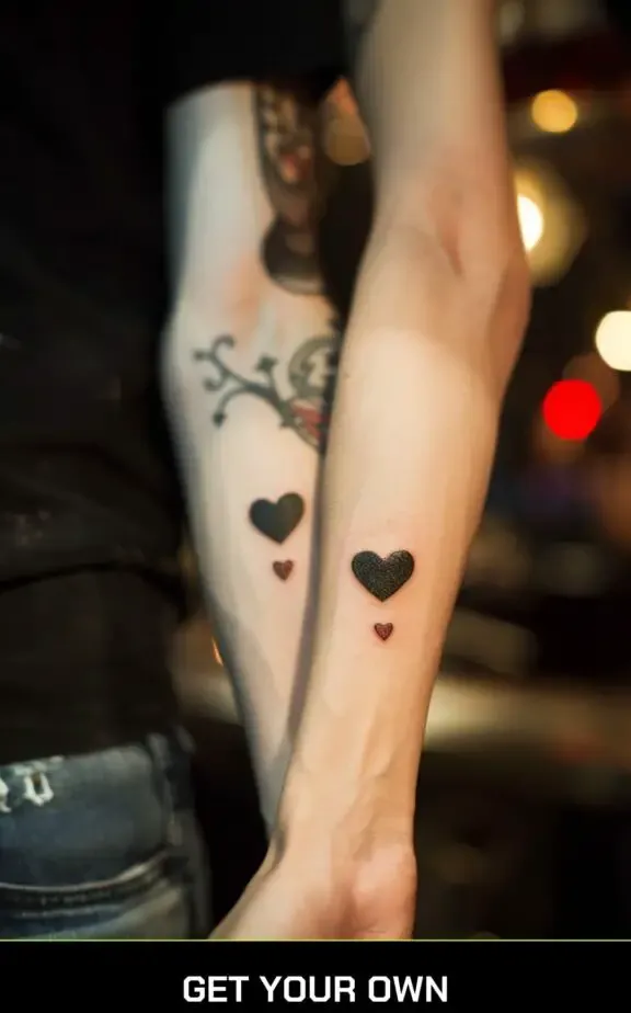 hearts couple tattoo