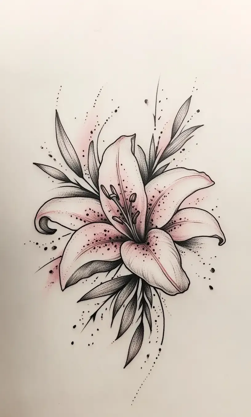 Lily Flower Tattoo Drawing-13