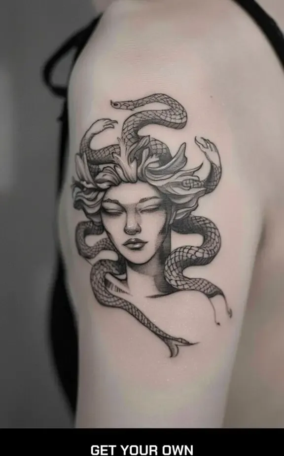 fine line medusa tattoo